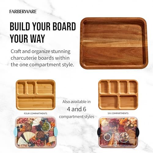 Farberware 11 x 14 Inch Acacia Cutting Board with Locking Lid