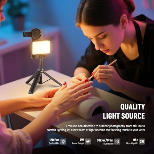 NEEWER Basics LED Selfie & Tattoo Light Compatible with iPhone, Clip on CPL Filter/Tripod Stand/Phone Holder, Fill Lighting Remove Reflection for Art Food Jewelry Photography Video Recording, BL120B