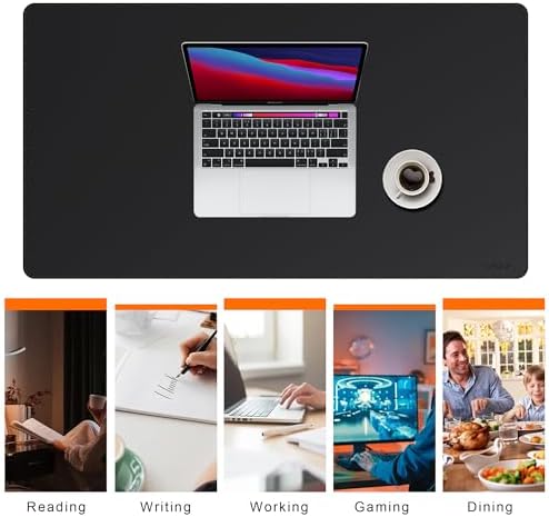 Mydours 43" x 24" XXL Large Desk Mat, PU Leather Full Desk Mouse Pad, Black
