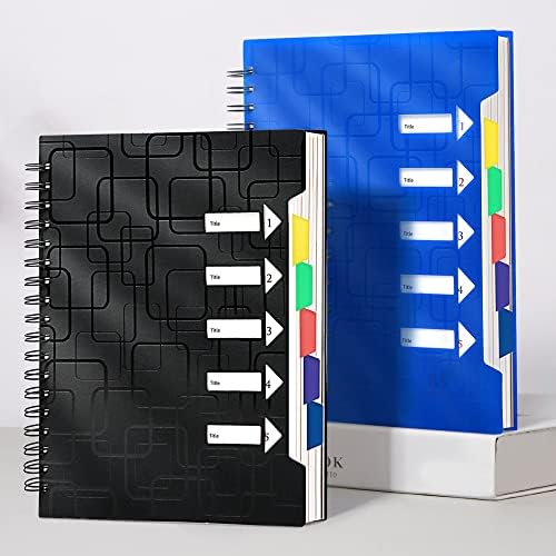 CAGIE 5 Subject Spiral Notebooks with Dividers College Ruled 8.5x11, 2 Pack