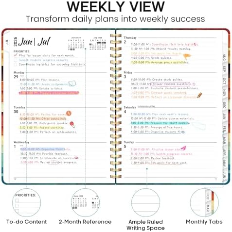 Planner 2026-2027, Weekly & Monthly Academic Calendar, Jul 2026 – Jun 2027