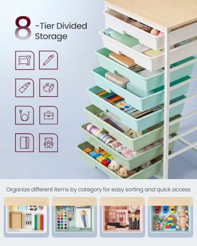 VASAGLE Rolling Cart with Drawers, Craft Organizers and Storage