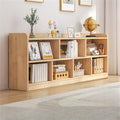 Unfinished Color Pine Book Rack 2/3/4-Tier Storage Solid Wood Cabinet, Pine Wood Storage Shelving Unit 8-Compartment Square Grid Cabinet Low Bookshelf Natural Finish 63" L x 9.4" W x 31.5" H