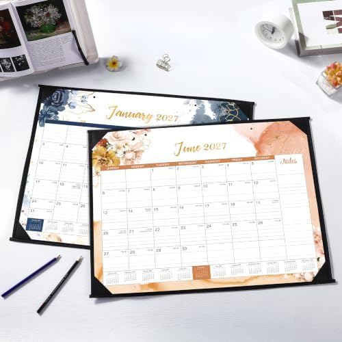2027 Desk Calendar, Large Desktop Calendar from January - December 2027 | 22" x 17", Desk Pad Calendar, Monthly Desk Wall Planner, Ruled Blocks, Corner Protectors, Schedule Calendar for Home, Office