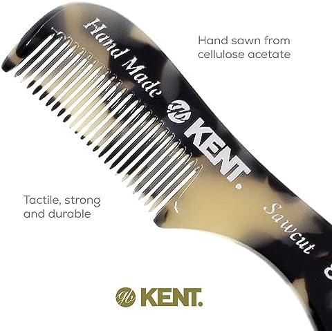 Kent A 81T TW X-Small Men's Beard Mustache Pocket Comb, Fine Toothed Pocket for Facial Hair Grooming and Styling. Hand-Made of Quality Cellulose Acetate, Saw-cut Hand Polished. Made in England