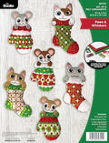 Bucilla Felt Applique 6 Piece Ornament Making Kit, Paws & Whiskers, Perfect for Holiday DIY Arts and Crafts, 89701E