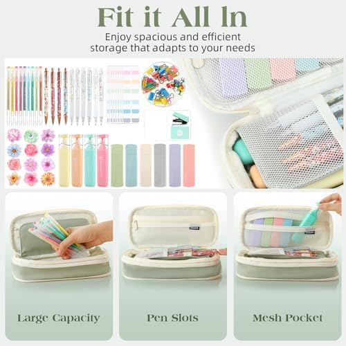 Eersida 58 Pcs Flower School Supplies Set, Colorful Pencil Pouch Pens