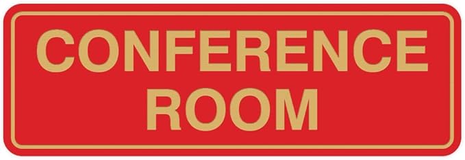 Standard Conference Room Sign - Red/Gold - Large 5 Pack