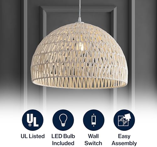JONATHAN Y Campana 1-Light Pendant Dome Ceiling Lamp, 20", Cream