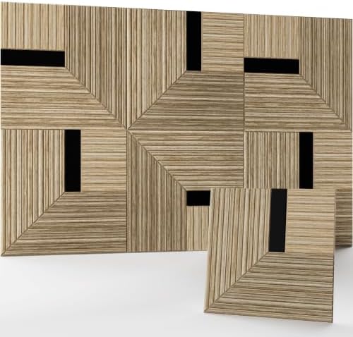JaneTech 6 Pack Wood Acoustic Panels, Decorative Acoustic Wall Panels Sound Absorbing with Nano Glue for Recording Studio, Home Office, Conference Room, Sierra Weave, 23.62×23.62 Inches