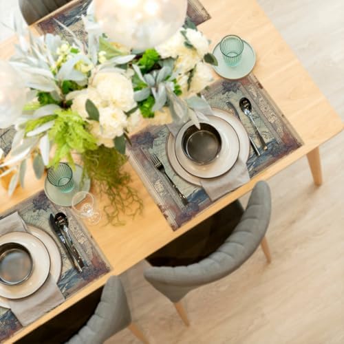 Placemats Set of 6 Washable Linen Place Mats Cloth Table Mats 12x18 Inch