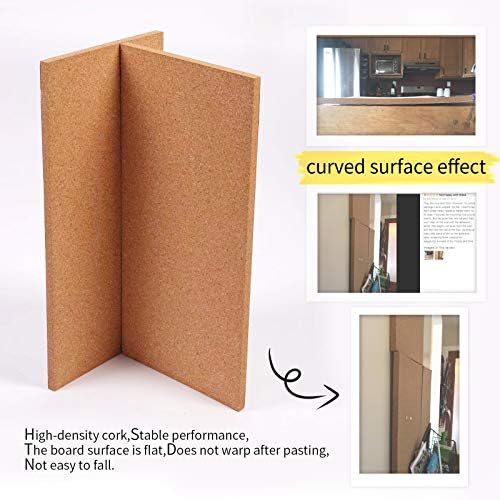 Cork Bulletin Board 17"x8" - 1/2" Thick Cork Board Tiles Frameless Cork Tiles, Self-Adhesive Corkboards Wall Decor Bonus Pushpins (8pack) for Office, School and Home