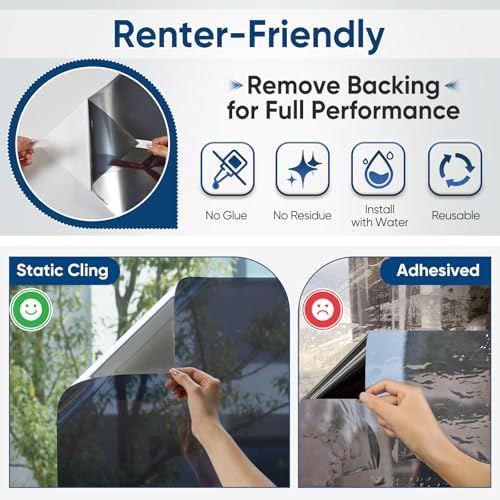 SUNBABY Window Privacy Film, One Way Mirror & Heat Blocking, 35.4"x157.5"