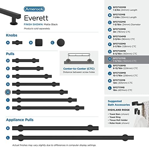 Amerock 7-9/16" Everett Matte Black Drawer Pull