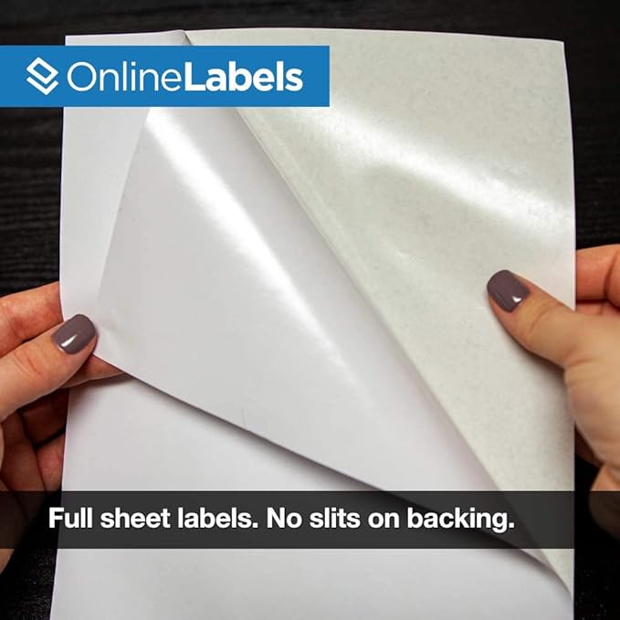 Sticker Paper, 5,000 Sheets, White Matte, 8.5" x 11" Full Sheet Label, Works with Inkjet and Laser Printer, Compatible with Electronic Cutting Machines, OL177WX, OnlineLabels