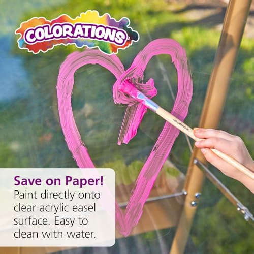 Colorations 3-Way Indoor & Outdoor Acrylic Panel Easel, Ages 3+/Pre-k+ | 47" H x 23" W x 25.5" D Classroom Essentials