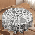 Vintage Mushroom Tablecloth, Black White Nature Forest Fern Leaves Autumn Plants Botanical Print Table Cover for Home Dining Decor Kitchen Party Outdoor, 36x36in