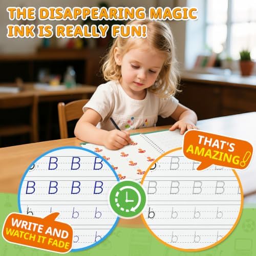 Magic Grooved Writing Practice for Kids Ages 3-8, 7 Reusable Large Books