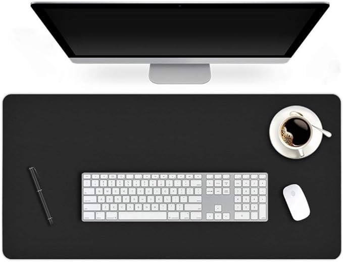 24 X 36 Inch Multifunctional Office Felt Desk Pad Desk Cover Leather Mat Blotters Table Protector on Top of Desks Large Laptop Computer Gaming Keyboard Mouse Pad Organizer for Women Waterproof Black
