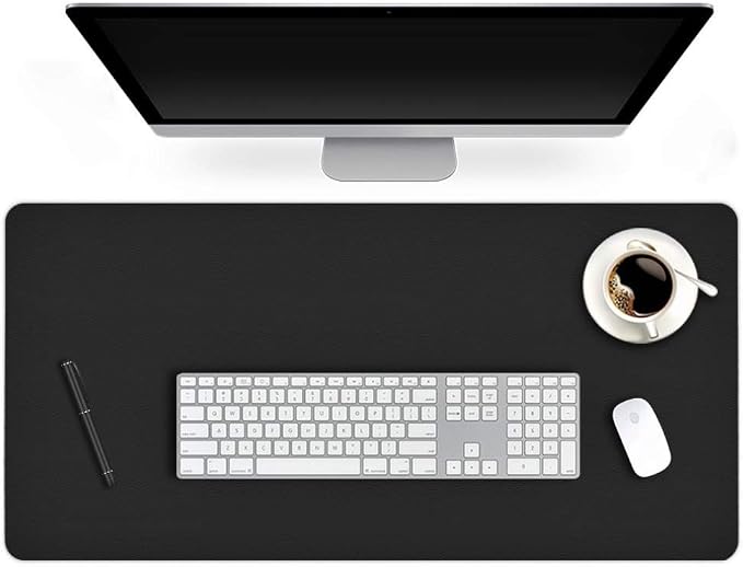 Desk Protector Blotter Pad on Top of Desks PU Leather Office Desk Writing Mat Computer Laptop Gaming Under Keyboard Mouse Pad Desk Decor Accessories Organizer for Women Men Kids Black 16 X 32 Inches