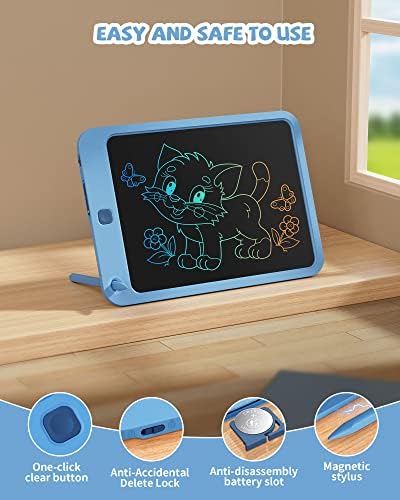 LCD Writing Tablet 10 Inch, Toys for 3 4 5 6 7 8 9 10 Year Old Boys Girls, Colorful Doodle Board Drawing Tablet, Gift for Boys Toddlers Age 3-12 Years, Memo Board, Drawing Pads with Lanyard(Navy)