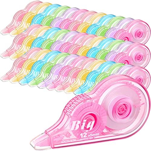 Yexiya 36 Pcs Correction Tape, Colorful Original Correction Tape White Wide Tape Wipe out Easy to Use Cute correction Roller for School Home Office Supplies,0.2 Inch x 39.4 Feet (Rainbow Color)