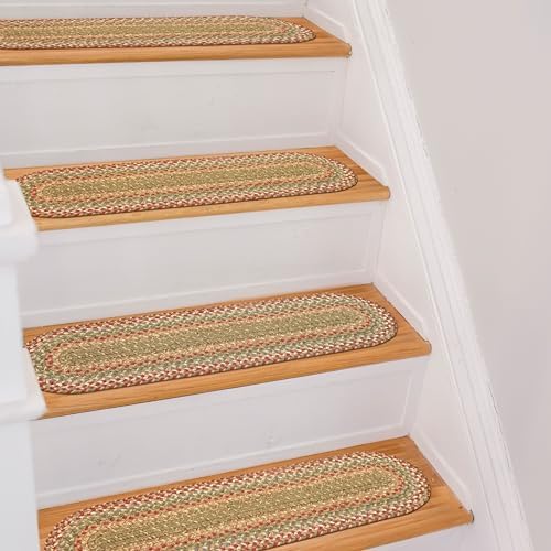 Homespice Azalea Jute Braided Stair Treads, Oval 8x28 Set of 13