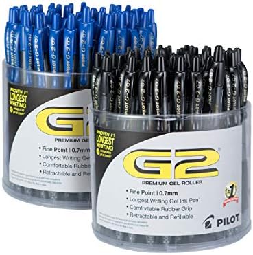PILOT G2 Premium Gel Roller Pens, 1 mm, Pack of 144, Black, Blue