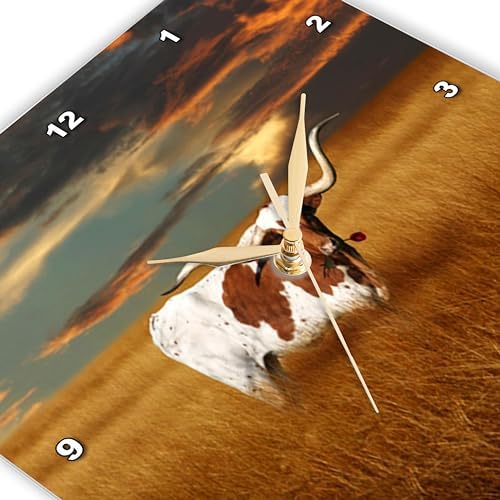 3dRose dpp_62229_1 A Texas Longhorn Wall Clock, 10 by 10-Inch