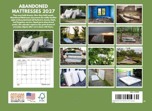 Abandoned Mattress Calendar 2027 Ridiculous Silly Monthly Wall Calender 12 Month