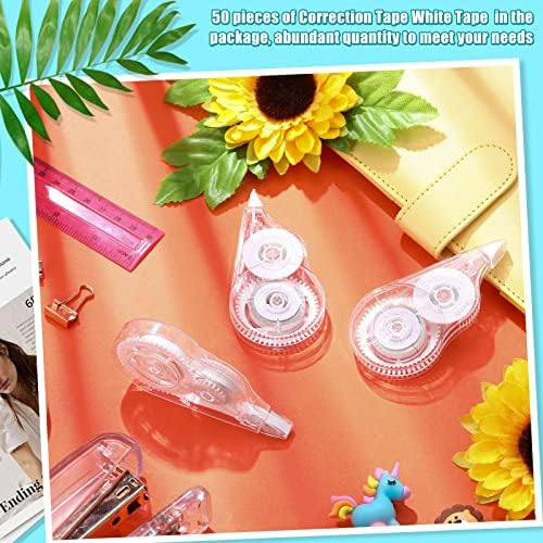 Nezyo 50 Count Clear Correction Tape, Back to School Supplies Transparent Correction Roller, Universal Correct Dispenser for School Office Teachers Students Corrector(White)