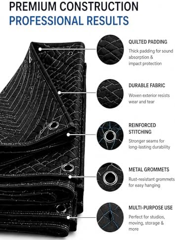 Filmcraft Studio Sound Blanket with Grommets 72 by 80 inch Heavy Duty Polyester (6 Pack)