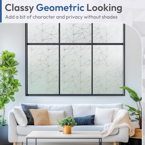 rabbitgoo Static Cling Window Privacy Film, Clear Triangle, 17.5" x 78.7"