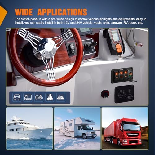 Nilight 3 Gang Rocker Switch Panel with PD Type C and USB Charger Voltmeter