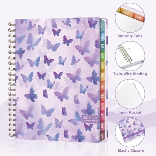 Planner 2026-2027, Weekly and Monthly Academic Planner, July 2026 - June 2027, Hardcover Calendar Agenda Book for School Year Planning, School Supplies for Teacher and Student, Letter Size(8.5'' x 11'')