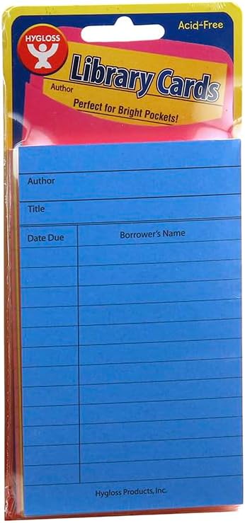 Hygloss Library Checkout Cards for Traditional Book Pockets and Classroom Organization - Vintage Style Bright Colors Due Date Tracking, 3x5 Inch, 500 Pack