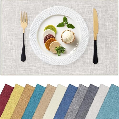 Homaxy Cloths Placemats for Dining Table Set of 12, 13" x 19", Beige