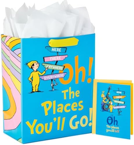 Hallmark Large Graduation Gift Bag with Card (Oh, the Places You'll Go!)