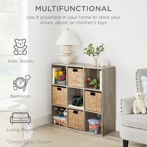 Best Choice Products Kids Bookcase 9-Cube Storage Organizer, 11in Shelf Opening, Bookshelf, Toy Storage, Customizable w/ 3 Removable Back Panels – Light Blue