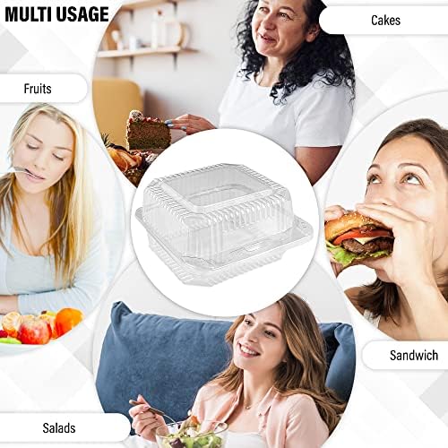 MT Products Cake Slice Container 5.25" x 5.26" x 3.17" - Clear Square Plastic Containers for Food - Disposable Dessert Containers - Deep Sandwich Containers (40 Pieces) - Made in the USA