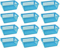 YBM HOME Plastic Perforated Storage Basket Bin Office Drawer, Shelf Desktop Countertop Tray Organizer 32-1188 (12, Blue)