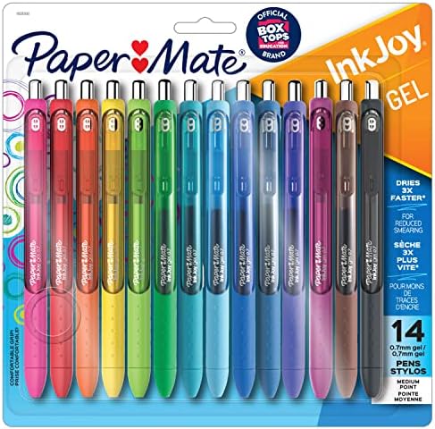 Paper Mate Clearpoint Pencils, HB #2 Lead (0.7mm), Assorted Barrel Colors, 10 Count & Gel Pens InkJoy Pens, Medium Point, Assorted, 14 Count