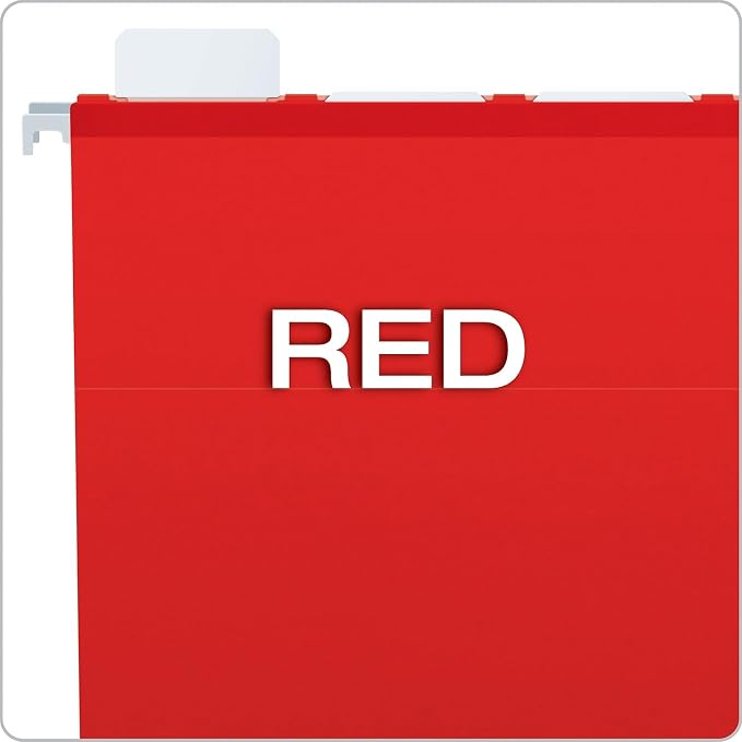 Pendaflex PFX42623 Ready-Tab Reinforced Hanging File Folders, Letter Size, Red, 5 Tab, 25/BX (42623)