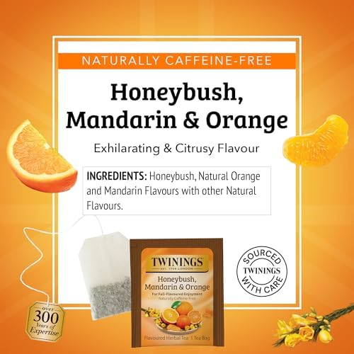 Twinings Honeybush, Mandarin & Orange Herbal Tea Bags, 20 CT Box (1 Pack)