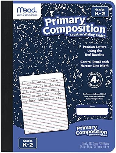 Mead Primary Composition Book, Primary Ruled Journal, Grades K-2, 7-1/2" x 9-3/4", 100 Sheets, Blue Marble (09902)