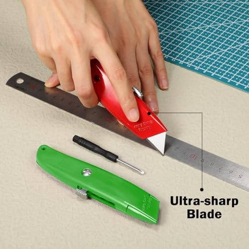 Reginary 30 Pcs Box Cutters Bulk, Utility Knives, Red, Green, Blue