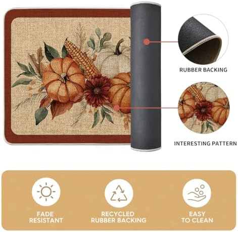 Artoid Mode Corn Flower Pumpkin Fall Kitchen Mats Set of 2-24x35+24x59