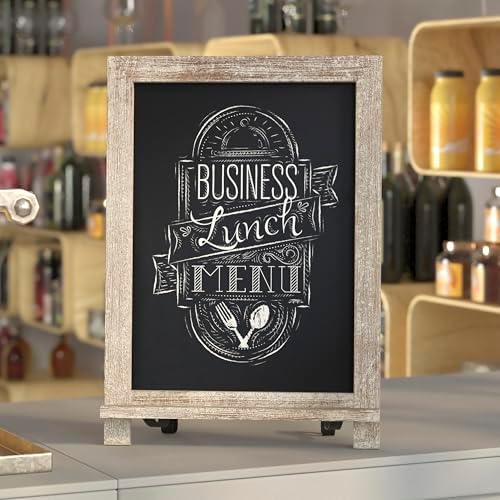 Flash Furniture Magnetic Tabletop Chalkboard Sign, 12" x 17", Weathered