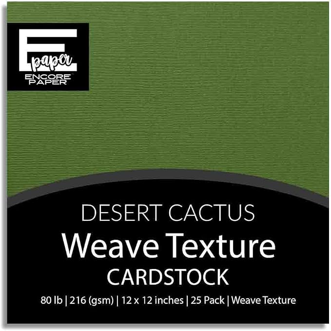 DESERT CACTUS—12x12 Textured Cardstock | 80lb Textured Green Scrapbook Paper | Premium Cardstock for Cricut Cutting | 25 Sheets
