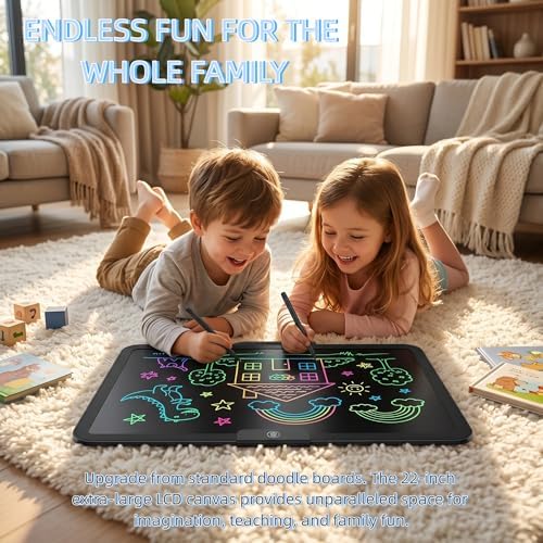 22 Inch Extra Large LCD Writing Tablet, Type-C Rechargeable Drawing Pad for Kids and Adults, Giant Electronic Doodle Board, Reusable Digital Whiteboard for Home Office & Gifts (Black)